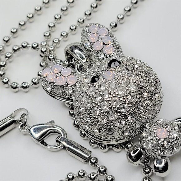 Crystal Rabbit Necklace, Bunny Pendant - Picture 3 of 8